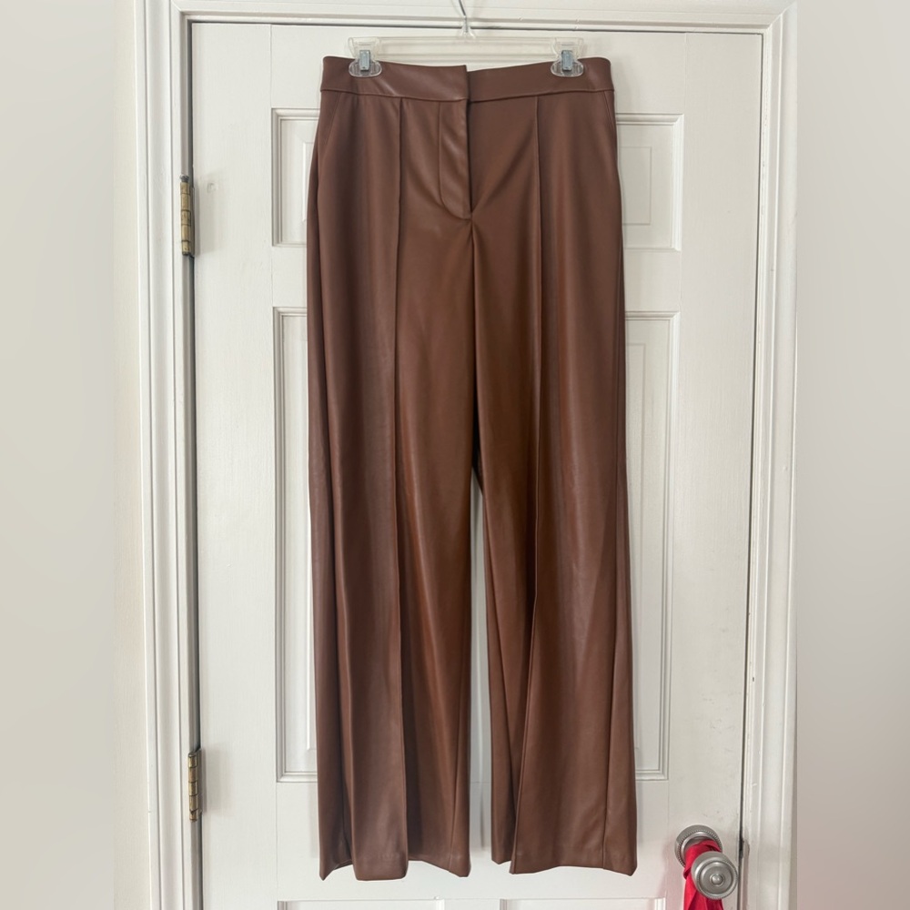 Nine West faux leather wide leg pants